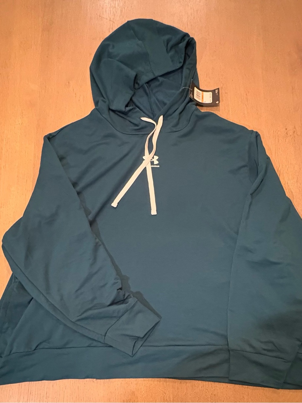 Under Armour Teal Hooded Pullover with White Drawstrings